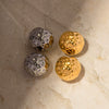 Wholesale Women's Stainless Steel Geometric Spherical Hammer Pattern Electroplated Earrings Jewelry