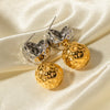Wholesale Women's Stainless Steel Geometric Spherical Hammer Pattern Electroplated Earrings Jewelry