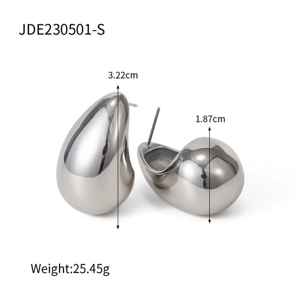 Wholesale Women's Stainless Steel Geometric Spherical Water Droplets Hollow Electroplated Earrings Jewelry