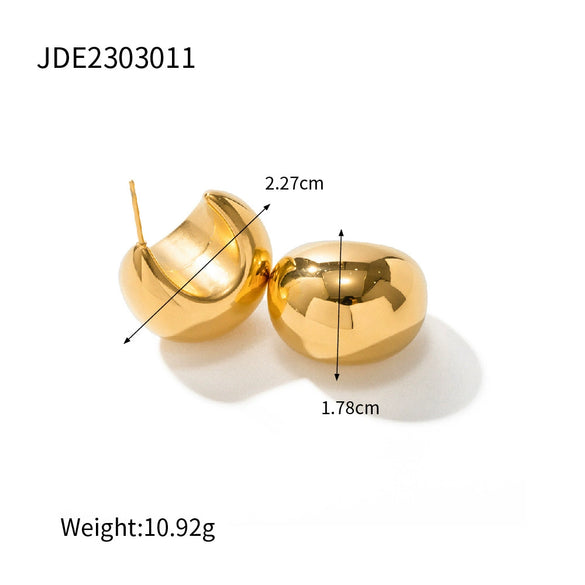 Wholesale Women's Stainless Steel Geometric Spherical Water Droplets Hollow Electroplated Earrings Jewelry