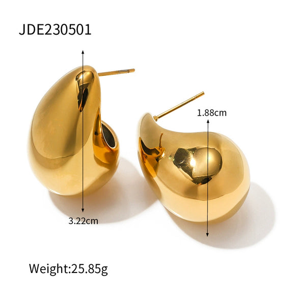 Wholesale Women's Stainless Steel Geometric Spherical Water Droplets Hollow Electroplated Earrings Jewelry