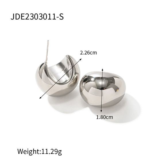 Wholesale Women's Stainless Steel Geometric Spherical Water Droplets Hollow Electroplated Earrings Jewelry