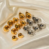 Wholesale Women's Stainless Steel Geometric Spherical Water Droplets Hollow Electroplated Earrings Jewelry