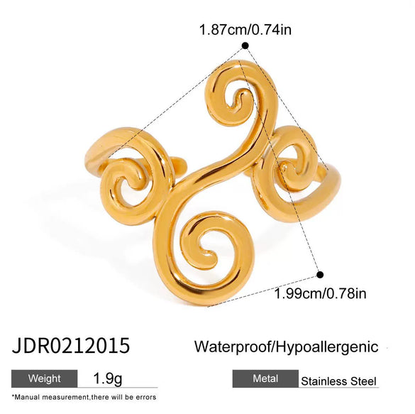Wholesale Women's Stainless Steel Geometric Spiral Opening Joker Ring With 18K Gold Electroplating Trend Jewelry