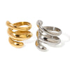 Wholesale Women's Stainless Steel Geometric Springshaped Threelayer Ring With 18K Gold Electroplating