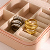 Wholesale Women's Stainless Steel Geometric Springshaped Threelayer Ring With 18K Gold Electroplating