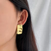 Wholesale Women's Stainless Steel Geometric Square Earrings With Electroplating Design
