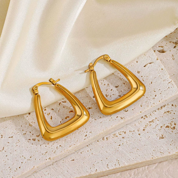 Wholesale Women's Stainless Steel Geometric Square Earrings With Electroplating Treatment Hip Hop Style