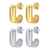 Wholesale Women's Stainless Steel Geometric Square Earrings With Gold Color Electroplating