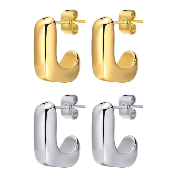 Wholesale Women's Stainless Steel Geometric Square Earrings With Gold Color Electroplating