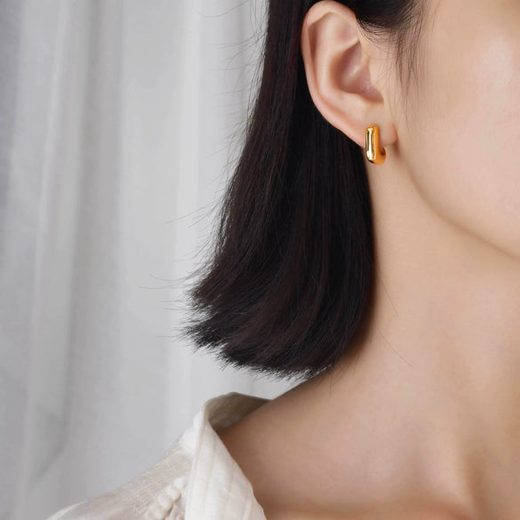 Wholesale Women's Stainless Steel Geometric Square Earrings With Gold Color Electroplating