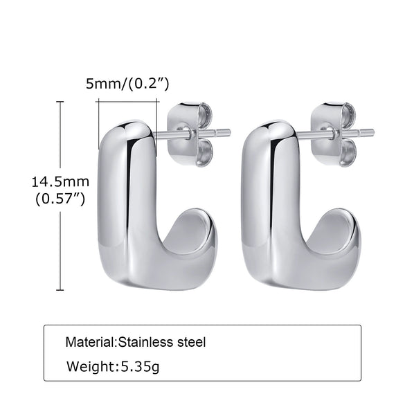 Wholesale Women's Stainless Steel Geometric Square Earrings With Gold Color Electroplating