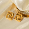 Wholesale Women's Stainless Steel Geometric Square Texture Electroplated Earrings