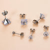 Wholesale Women's Stainless Steel Geometric Square Zircon Electroplated Ear Nail