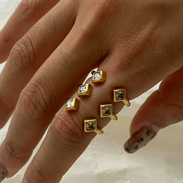 Wholesale Women's Stainless Steel Geometric Stacked Ring With Electroplating