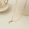 Wholesale Women's Stainless Steel Geometric Star And Moon Layered Necklaces With Electroplating Design