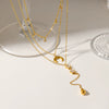 Wholesale Women's Stainless Steel Geometric Star And Moon Zircon Pendant Tassel Threelayer Necklace With Oshaped Chain And Pvd Furnace Vacuum Real Gold Plating