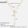 Wholesale Women's Stainless Steel Geometric Star And Moon Zircon Pendant Tassel Threelayer Necklace With Oshaped Chain And Pvd Furnace Vacuum Real Gold Plating