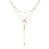 Wholesale Women's Stainless Steel Geometric Star And Moon Zircon Pendant Tassel Threelayer Necklace With Oshaped Chain And Pvd Furnace Vacuum Real Gold Plating