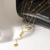 Wholesale Women's Stainless Steel Geometric Star And Moon Zircon Pendant Tassel Threelayer Necklace With Oshaped Chain And Pvd Furnace Vacuum Real Gold Plating