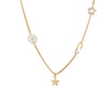 Wholesale Women's Stainless Steel Geometric Star Pin Multilayered Stacking Necklace With Electroplating