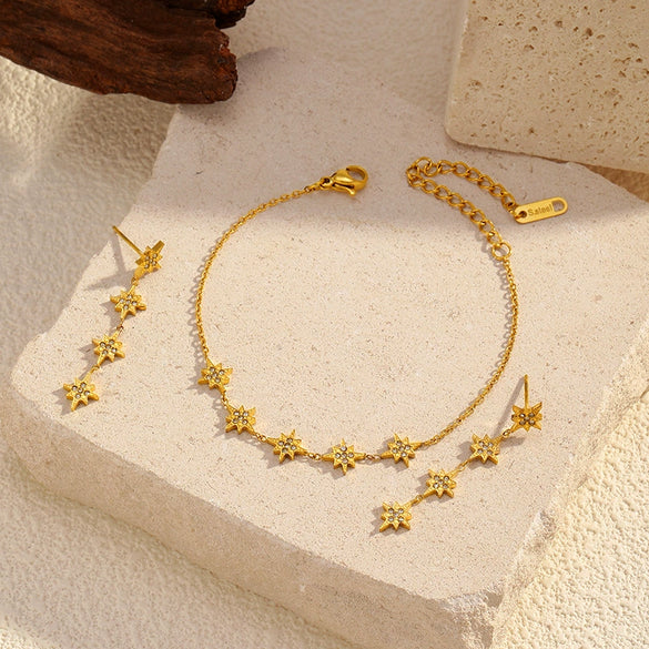 Wholesale Women's Stainless Steel Geometric Star Shape Real Gold Plated Bracelet Fashion Jewelry