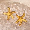 Wholesale Women's Stainless Steel Geometric Starfish Earrings With Electroplating Minimalist Style Marine Elements