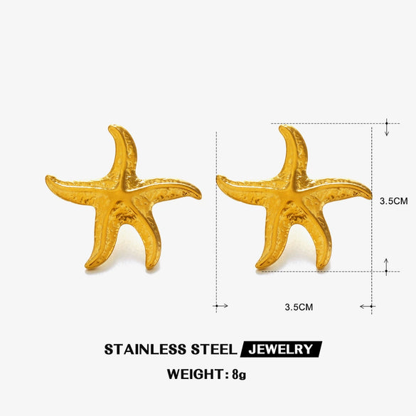 Wholesale Women's Stainless Steel Geometric Starfish Earrings With Electroplating Minimalist Style Marine Elements