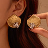 Wholesale Women's Stainless Steel Geometric Starfish Fashion Earrings With Electroplating