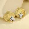 Wholesale Women's Stainless Steel Geometric Starfish Fashion Earrings With Electroplating