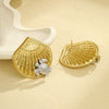Wholesale Women's Stainless Steel Geometric Starfish Fashion Earrings With Electroplating