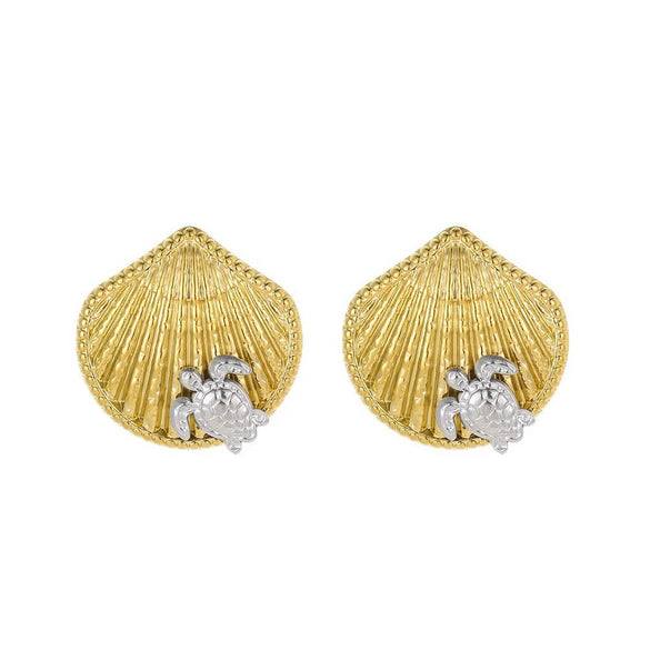 Wholesale Women's Stainless Steel Geometric Starfish Fashion Earrings With Electroplating
