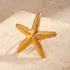 Wholesale Women's Stainless Steel Geometric Starfish Open Ring With Electroplating
