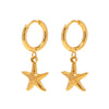 Wholesale Women's Stainless Steel Geometric Starfish Pendant Earrings With Electroplating Treatment Retro Ins Style