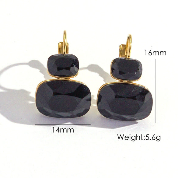 Wholesale Women's Stainless Steel Geometric Style Earrings Inlaid With Colorful Zircon And Set With Diamonds In Ins Luxury Style With Vacuum Furnace Electroplating