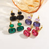 Wholesale Women's Stainless Steel Geometric Style Earrings Inlaid With Colorful Zircon And Set With Diamonds In Ins Luxury Style With Vacuum Furnace Electroplating