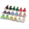 Wholesale Women's Stainless Steel Geometric Style Earrings Inlaid With Colorful Zircon And Set With Diamonds In Ins Luxury Style With Vacuum Furnace Electroplating