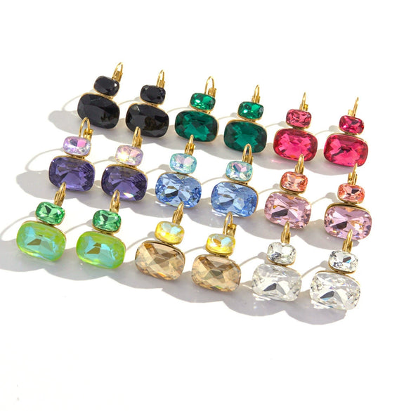 Wholesale Women's Stainless Steel Geometric Style Earrings Inlaid With Colorful Zircon And Set With Diamonds In Ins Luxury Style With Vacuum Furnace Electroplating