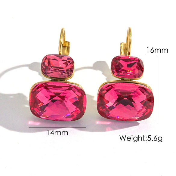 Wholesale Women's Stainless Steel Geometric Style Earrings Inlaid With Colorful Zircon And Set With Diamonds In Ins Luxury Style With Vacuum Furnace Electroplating
