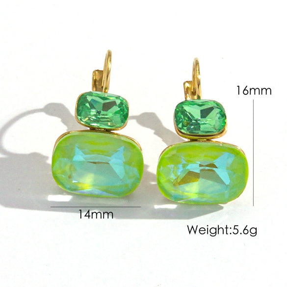 Wholesale Women's Stainless Steel Geometric Style Earrings Inlaid With Colorful Zircon And Set With Diamonds In Ins Luxury Style With Vacuum Furnace Electroplating