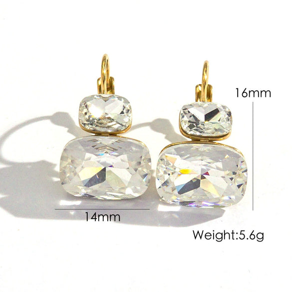 Wholesale Women's Stainless Steel Geometric Style Earrings Inlaid With Colorful Zircon And Set With Diamonds In Ins Luxury Style With Vacuum Furnace Electroplating