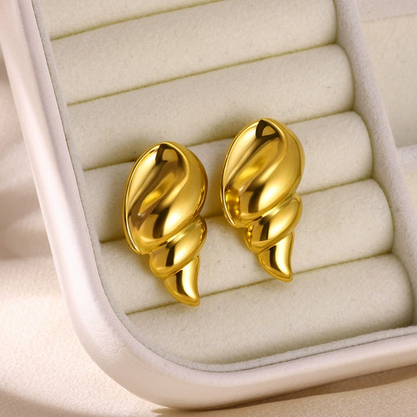 Wholesale Women's Stainless Steel Geometric Style Earrings With Wing Texture And Electroplating
