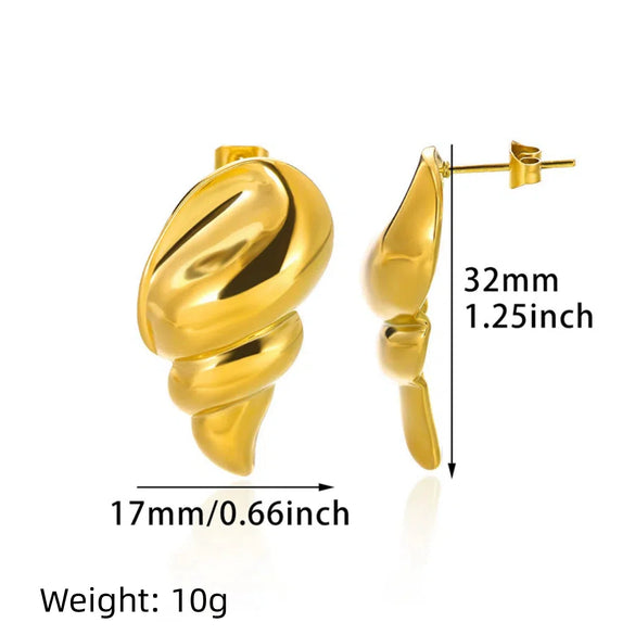 Wholesale Women's Stainless Steel Geometric Style Earrings With Wing Texture And Electroplating