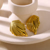 Wholesale Women's Stainless Steel Geometric Style Earrings With Wing Texture And Electroplating
