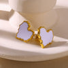 Wholesale Women's Stainless Steel Geometric Style Earrings With Wing Texture And Electroplating