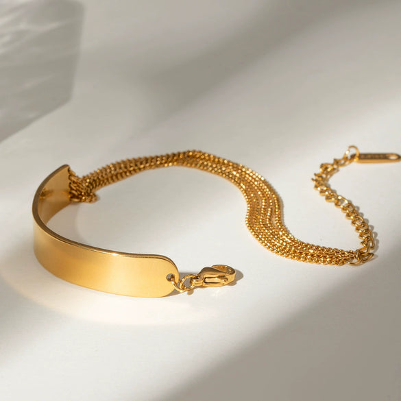 Wholesale Women's Stainless Steel Geometric Style Electroplated Chain Bracelet Jewelry