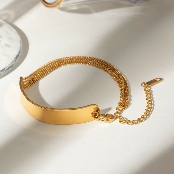Wholesale Women's Stainless Steel Geometric Style Electroplated Chain Bracelet Jewelry