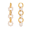 Wholesale Women's Stainless Steel Geometric Style Electroplated Pearl Ring Buckle Earrings
