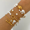 Wholesale Women's Stainless Steel Geometric Style Electroplated Specialshaped Pearl Bracelet