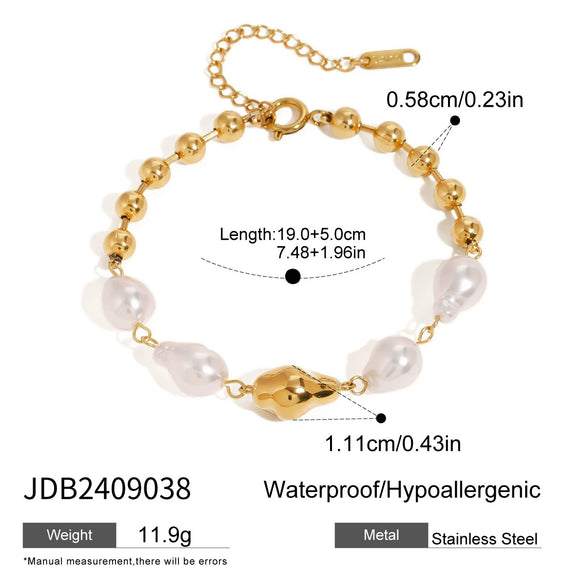 Wholesale Women's Stainless Steel Geometric Style Electroplated Specialshaped Pearl Bracelet